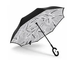 San Vitale® - Unieke reversible Windproof Paraplu - Paraplu opvouwbaar - Paraplu's - Krant Wit