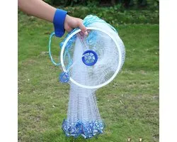 Gooi Visnet Monofilament Gegoten Draagbaar Lichtgewicht Schepnet (2.4m) met Handvat