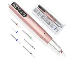 Professional Cordless Nail Cutter - 35000 rpm Adjustable Speed Rechargeable Electric Nail File Manicure Pedicure Pen Portable Polishing Machine Set of 6 Drill Bits