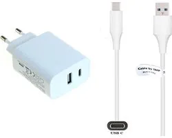 OneOne 20W snellader met 2 poorten + 0,2m sterke USB C kabel. PD lader. Oplader adapter past op Kobo (Rakuten) eReader Elipsa, Elipsa 2E, Sage, Libra 2, Libra Colour, Clara 2E, Clara Colour, Clara BW - Kindle (Amazon) Scribe