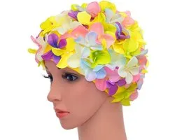 Multicolor - Petal Fashion Dames Badmuts - Comfortabele Handgenaaide Badmuts - 3D Bloemen Badmuts - Dames Badmuts - Badmuts - Uniek Design - Comfortabel om te dragen