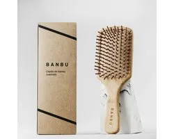 Banbu Bamboe Haarborstel - Vierkant - Ergonomisch Design - Milieuvriendelijk Haaronderhoud - Biologisch Afbreekbaar
