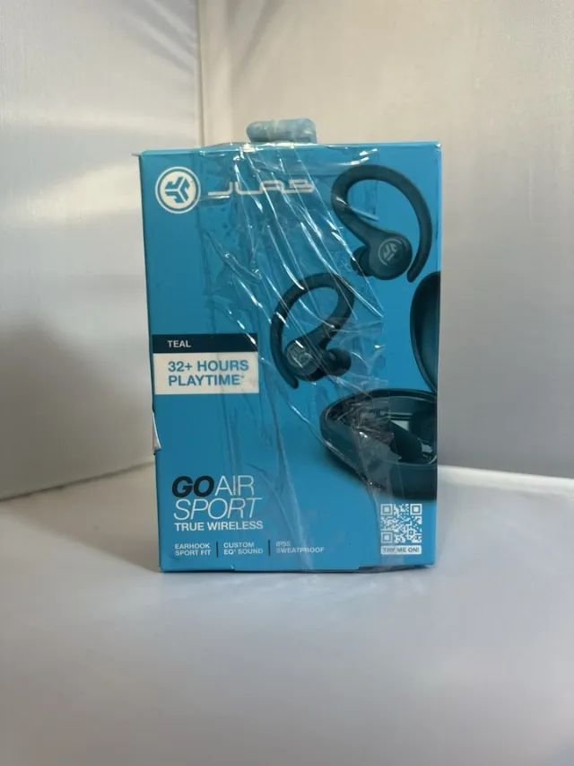 JLab Go Air Sport Wireless Ear Hook Teal 32+ Hours Bluetooth Playtime NEW