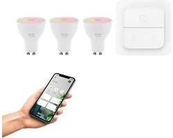 EGLO connect.z Smart Starterspakket - 3x GU10 LED Lampen - Wall Switch - Instelbaar RGB & wit licht - Dimbaar - Zigbee