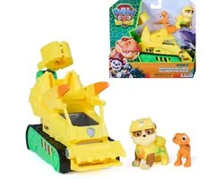 Spinmaster PAW Patrol - De Dinofilm - Rubble Dino Rescue Bulldozer - Voertuig met Hapactie, Bewegende Klauw, 2 Actiefiguren - Speelgoed vanaf 3 Jaar