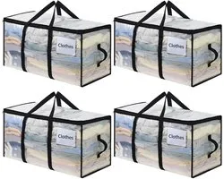 OTraki Moving Boxes, Moving Bags, Set of 4 Large Compartments for Moving, Travel, Storage, Thick, Waterproof, with Reinforced Handles for Clothes and Bedding