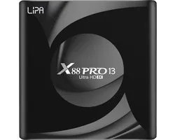 Lipa X88 Pro 13 Android Tv Box 4-64 GB Android 13 - Mediaplayer voor tv - media streamer - Tv box Android - Mediaplayer Met Kodi, Netflix en Playstore-8K decoder - Apps via Playstore en internet - Wifi en ethernet - Dolby geluid - Bluetooth