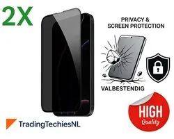 Privacy Screenprotector iPhone 15 Pro – 2 Stuks Duo Pack – Anti-Spy Beschermglas, 9H Gehard Glas, Anti-shock, Krasbestendig, Case-Friendly