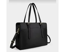 Handtas Shopper Dames Grote Zwarte Handtas Lederen Schoudertas Werktas Grote Laptop Business School Tas 15,10 Inch