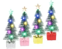 4 pieces LED mini Christmas tree, small Christmas tree with lights, Christmas tree, artificial small Christmas trees, decorated, miniature Christmas tree with lighting, Christmas decoration, table