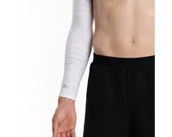 Manchons de compression Elite | Compression 24 mmHg | Soutient les performances et la récupération | Réduit la fatigue musculaire et les blessures | Grip antidérapant | Confortable et respirant, Blanc, XXL