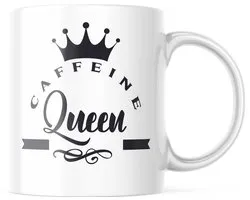 Mug avec texte : Caffeine Queen | Mug drôle | Cadeaux drôles | Tasse de café | Gobelet à café | Tasse à thé | Tasse de thé