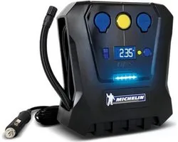 Michelin Compressor Bandenpomp 12V - Instelbare luchtdruk (0,05-7 bar) - Met USB-poort - Elektrische Bandenpomp - Fiets/Auto/Motor/Bal/Luchtbed - Met diverse mondstukken