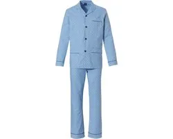 Robson Heren pyjama flanel knoopsluiting - 503 - 58 - Blauw