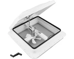 Dakraam met Ventilator - RV Dakluik Dakventilator - Ventilatie Caravan - Traploze Vergrendeling - 28-80 mm dikte - Wit