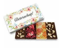 Beterschap Chocoladecadeau - Get well soon gift - Beterschap Chocola Brievenbuspakket - Fairtrade chocolade - natuurvriendelijke geschenkdoos - Witte, Puur en Melk
