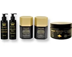 Inoar Moroccan marokaanse keratine behandeling 2x250ml & Shampoo & Conditioner na Keratinebehandeling & Masqué