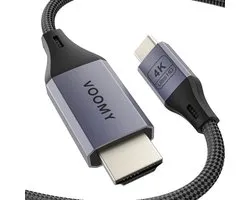 Câble Voomy USB C vers HDMI - 4k 60hz Ultra HD - 2 mètres - Aluminium Gris Sidéral