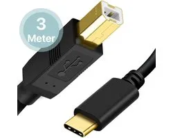 Câble d'imprimante - 3 mètres - Câble USB C vers USB 2.0 B - Câble Midi USB C - Câble d'imprimante - Convient pour MIDI, Clavier Midi, Contrôleur Midi, Interface Midi, HP, Brother, Canon, Xerox, Epson, Printer, Scanner, Fax