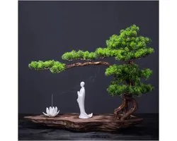 Artificial Bonsai Tree Artificial Pine Bonsai Tree Chinese Zen Home Lucky Decorations Fake Plants Artificial Indoor Plants for Home Office Indoor Decor, Size:20.5 x 18.1x 7.5 inch Bonsai