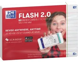 Oxford Flash 2.0 - Flashcards - Ligné - A6 - Wit - 80 pièces