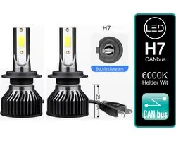 (Set 2 Pieces) Ampoules LED H7 18000 Lumen Clear Wit incl CANbus EMC CHip 6000k Ultra-lumineux - Wit 100 Watt Moteur - Voiture - Moto - Feux de croisement - Feux de route - Phares - Lampe de voiture - Lampe - Lampes de voiture - Adaptateur CANbus