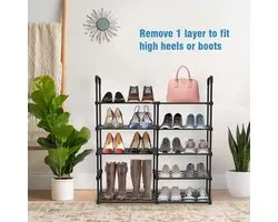10-Layers Tall Narrow Shoe Rack Space Saving Door Metal Shoe Storage Vertical Tall Shoe Shelf for Living Room Bedroom by Esonstyle