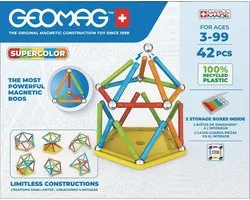 Geomag MagiCube Super Color Recycled - Magnetische Bouwblokken met Kleuraccenten - 42-delig - Vanaf 5 jaar