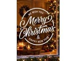 Raamsticker- Sticker- We wish you a Merry Christmas&happy New Year-