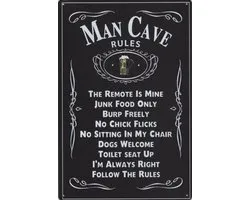 Wandbord Kado Cadeau Tip - Man Cave Rules