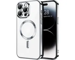 TG Techgrip - Hoesje Geschikt voor iPhone 15 Pro Magsafe Compatible Zilver - Back Cover Hoesje met ingebouwde 9H HD camera glas bescherming - Zilver Hoes Geschikt voor iPhone 15Pro