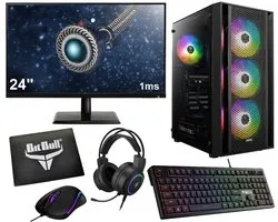 Configuration complète du PC de jeu milieu de gamme Ryzen 5 6- Core GTX 1650 avec écran de Gaming 24", clavier et souris - SSD 1 To - 16 Go de RAM - WIFI - Win11 PRO