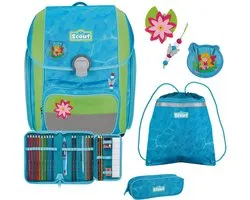 Scout Sac d'école Basic Genius Set 4 pièces Water Lily Bleu clair