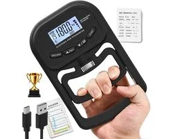 Smart Grip Tester - Digitale handdynamometer tot 180 kg - Griptester - USB en batterij - LCD-display handvat - Persoonlijke records - Vingerkracht training - Handtrainer