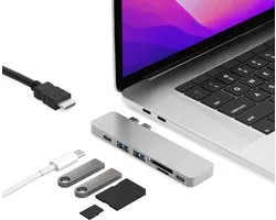 Hub USB-C iMounts Macbook Pro - HDMI - Thunderbolt 3 - Argent