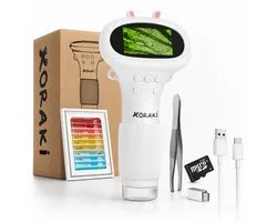 Koraki® Microscoop voor Kinderen - Digitale Kindermicroscoop met LCD Scherm - Handmicroscoop met Camera - Microscoopset incl. Preparaten, Pincet, Micro-SD & USB - Draagbaar - Aansluiting Smartphone/PC - STEM Educatief Speelgoed 4-12 jaar