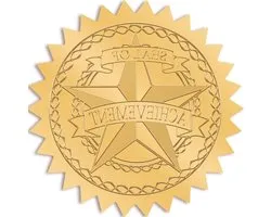 100pcs 5cm Performance Gold Stickers Foil Certificate Seals Star Seal of Achievement Pattern Plastic Self Adhesive Medal Decor for Envelopes Certificates Wedding Party Greeting Card