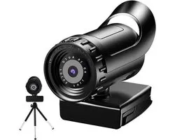 Full HD Webcam - Webcam met Microfoon - Videoconferenties - Automatische Scherpstelling - 1080P - Zwart