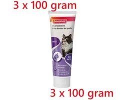 Beaphar haarbalpasta voor katten 100 gr *** 3 X *** = 300 gram - malt - Bio mos - lekker en gezond voedingssupplement