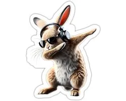 Grappig Dabbing Konijn Voor Dierenliefhebbers Sticker Maat S (max. 10 x 10cm)