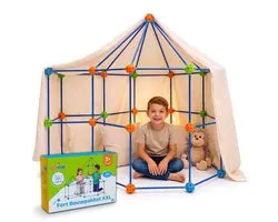 TinyPlay Fort Bouwpakket XXL 336 Onderdelen - Speelgoed 4 Jaar 5 Jaar - Kinderspeelgoed - Sensorisch Speelgoed - Bouwset Jongens Meisjes - Hut Bouwen - Speeltent -Megafort - Montessori Educatief Speelgoed - Incl. Opbergtas