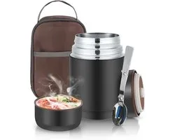 Récipient Alimentaire Isotherme 800ml Inox – Thermos Lunch pour Aliments Chauds & Froids jusqu'à 12h – Tasse à Soupe Étanche – Comprend Cuillère & Sac de Transport – Boîte à Lunch Isotherme pour Travail École Voyage