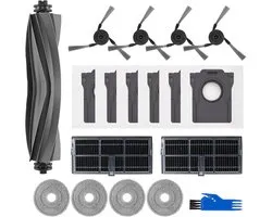 Kit de 18 Accessoires de vêtements pour bébé compatibles avec l'aspirateur robot Dreame X40 PRO/X40Ultra/L40 Ultra : 1 brosse principale, 2 Filtres, 4 brosses latérales, 4 lingettes de nettoyage, 6 sacs à poussière, 1 brosse de nettoyage.