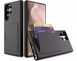 Smartphonica Samsung Galaxy S21 Ultra Strong TPU Case avec porte-carte - Zwart / Back Cover adapté pour Samsung Galaxy S21 Ultra