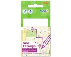 Stick'n Clear note - Doorzichtige sticky note - 76x51mm - 50 Memoblaadjes - Wit