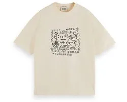 T-shirt Scotch & Soda coupe ample avec artwork cross-stitch devant