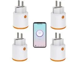 4 stuks Smart Power Plugs: Zigbee Smart Plug met meet- en timerfunctie, Tuya App Control, notification push, Zigbee Hub vereist, 16A stopcontact, compatibel met Alexa, Google Home