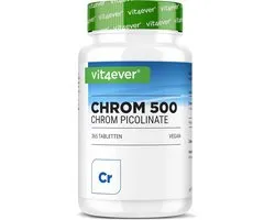 Vit4ever - Chroom / Chromium uit chroompicolinaat - Extra hoge dosis 500 mcg chroom per tablet - 365 tabletten - Geen ongewenste toevoegingen - Hoge dosis - Veganistisch