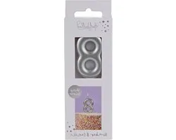 Hootyballoo Metallic Silver Number 8 Birthday Cake Candle