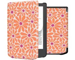 Étui pour liseuse imoshion - Compatible avec Pocketbook Verse, Pocketbook Verse Lite, Pocketbook Verse Pro, Vivlio Light, Vivlio Light HD - Étui de rangement Design Bookcase - Orange Flowers Connect